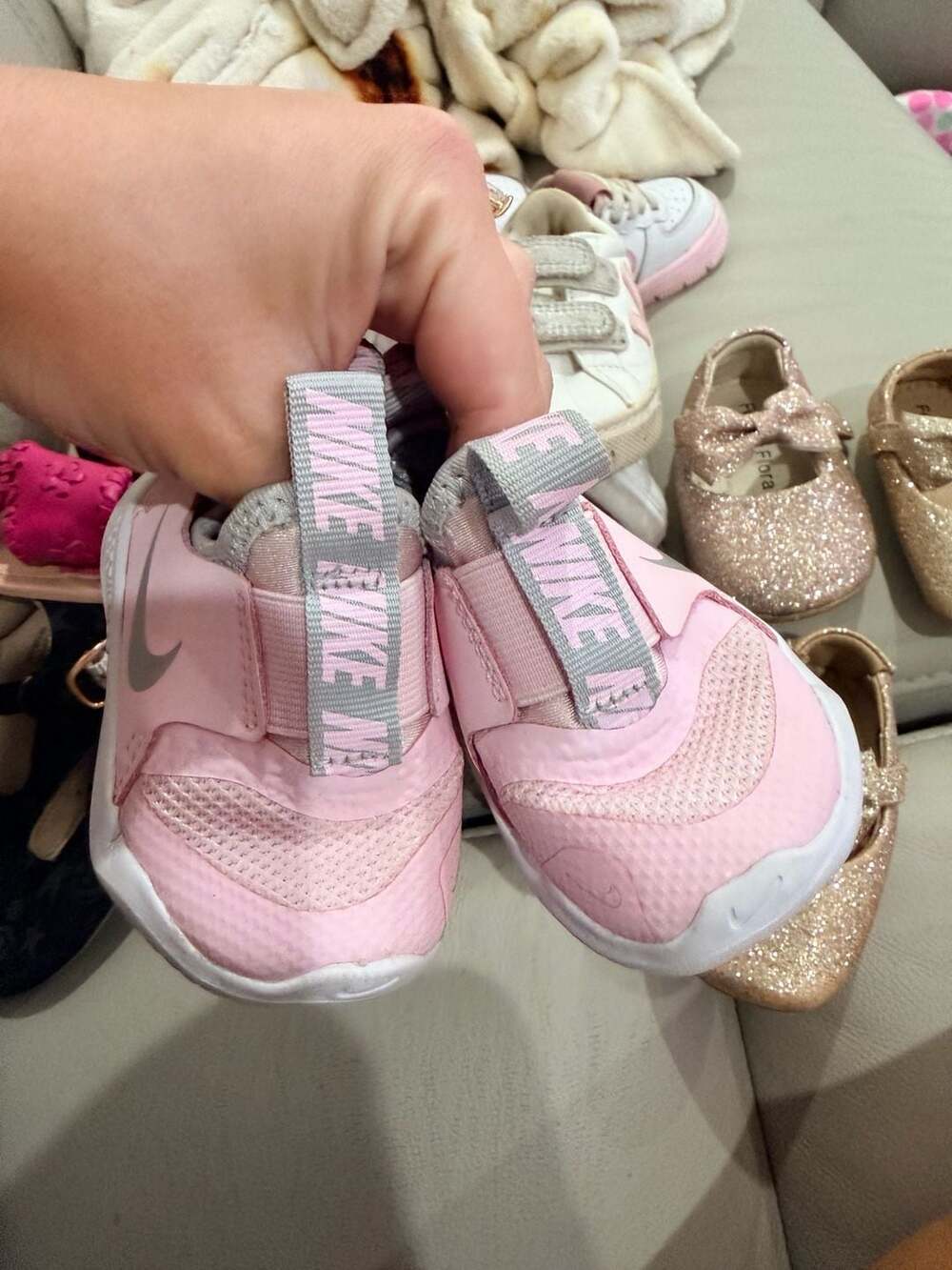 Nike Flex Runner Size 2C Pink White Toddler Shoes